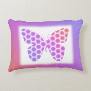 Colourful Peach Pink Purple Geometric Butterfly Ar Decorative Cushion