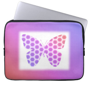 Colourful Peach Pink Purple Geometric Butterfly Ar Laptop Sleeve