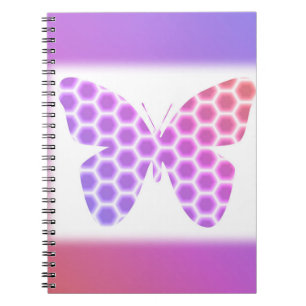 Colourful Peach Pink Purple Geometric Butterfly Ar Notebook