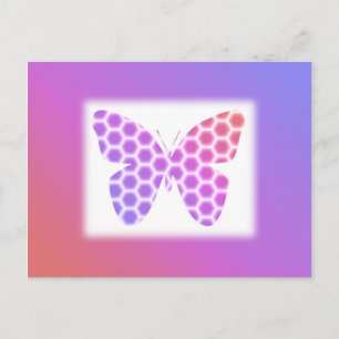 Colourful Peach Pink Purple Geometric Butterfly Ar Postcard