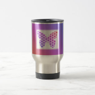Colourful Peach Pink Purple Geometric Butterfly Ar Travel Mug