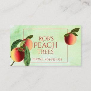 Colourful Peaches on Green Watercolor Business Car Card