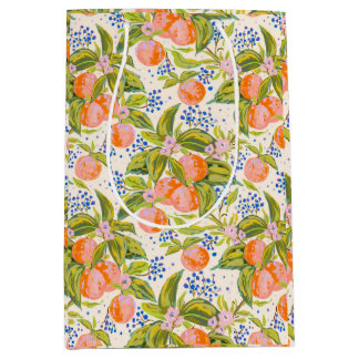 Colourful peaches with flowers  medium gift bag