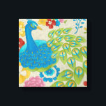 Colourful Peacock and Flowers Canvas Print<br><div class="desc">This painting is perfect for your bird collection. The peacock is beautifully represented and the flowers surrounding it adds a romantic touch. The variety of colours in this image would put anyone in a good mood!</div>