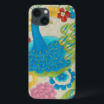 Colourful Peacock and Flowers iPhone 13 Case<br><div class="desc">This painting is perfect for your bird collection. The peacock is beautifully represented and the flowers surrounding it adds a romantic touch. The variety of colours in this image would put anyone in a good mood!</div>