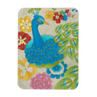Colourful Peacock and Flowers