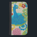 Colourful Peacock and Flowers Samsung S4 Wallet Case<br><div class="desc">This painting is perfect for your bird collection. The peacock is beautifully represented and the flowers surrounding it adds a romantic touch. The variety of colours in this image would put anyone in a good mood!</div>