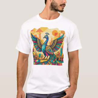 Colourful Peacock Art | Indian Peacock Illustratio T-Shirt