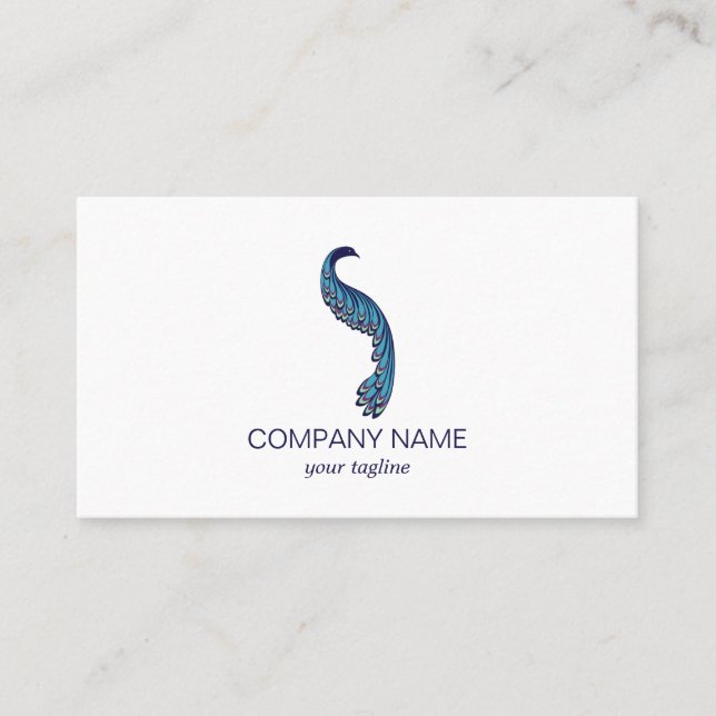 Colourful Peacock Beautiful Modern Business Card (Front)