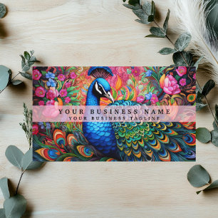 Colourful Peacock Business Cards