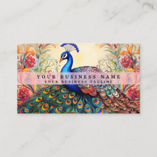 Colourful Peacock Business Cards