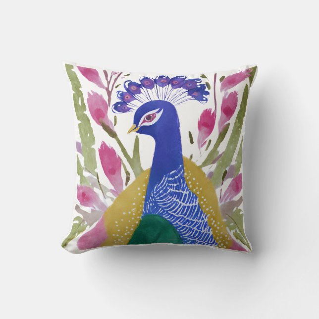 Colourful Peacock Cushion (Front)