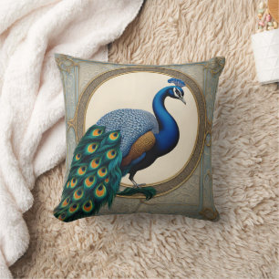 Colourful Peacock Displaying Its Feathers Cushion