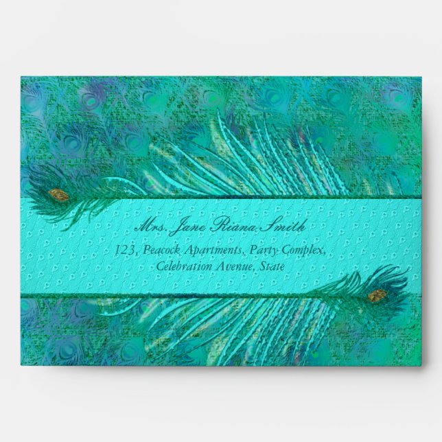 Colourful Peacock feather banner elegant  envelope (Front)