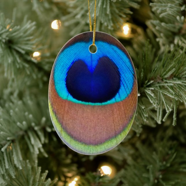 Colourful Peacock Feather Eyespot Ceramic Tree Decoration (Tree)