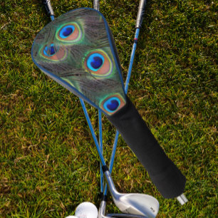 Colourful Peacock Feather Eyespot Pattern Golf Head Cover