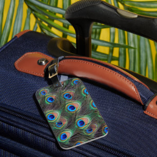 Colourful Peacock Feather Eyespot Pattern Luggage Tag