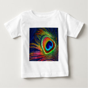 Colourful Peacock Feather Print Baby T-Shirt