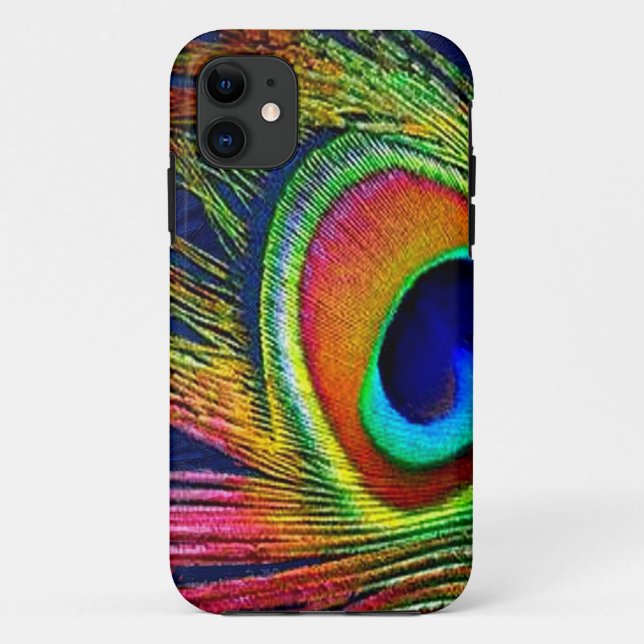 Colourful Peacock Feather Print Case-Mate iPhone Case (Back)