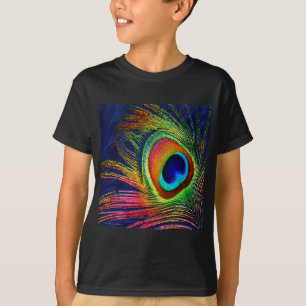 Colourful Peacock Feather Print T-Shirt