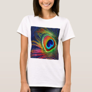 Colourful Peacock Feather Print T-Shirt