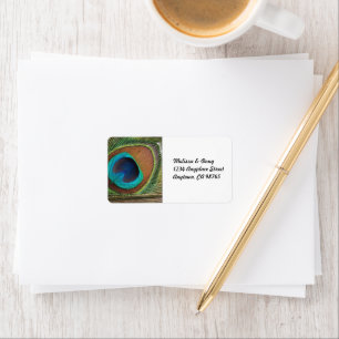 Colourful Peacock Feather Return Address Label