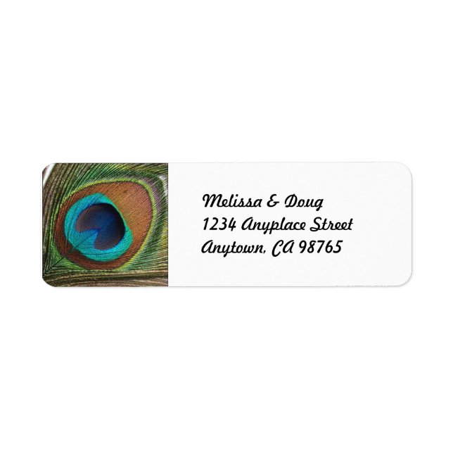 Colourful Peacock Feather Return Address Labels (Front)