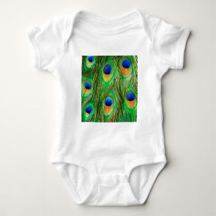 Colourful Peacock Feathers Print Baby Bodysuit