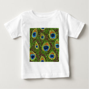 Colourful Peacock Feathers Print Baby T-Shirt