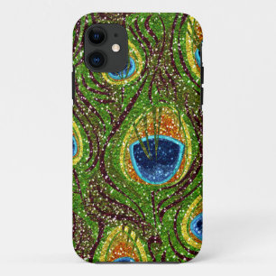 Colourful Peacock Feathers Print iPhone 11 Case