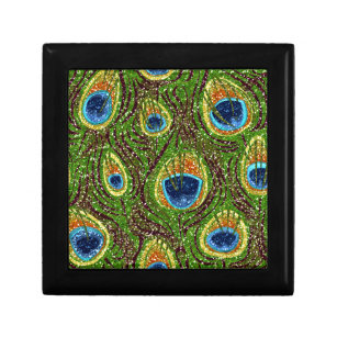 Colourful Peacock Feathers Print Gift Box