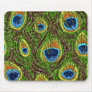 Colourful Peacock Feathers Print Mouse Mat