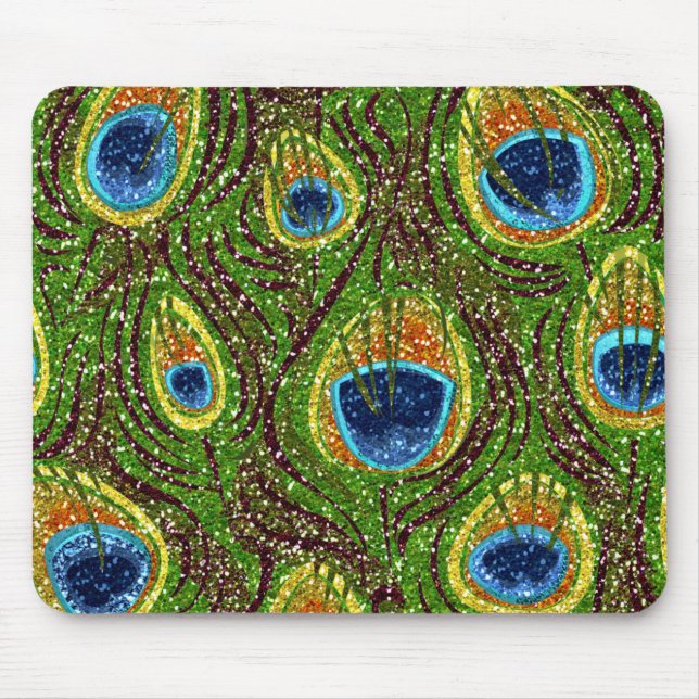 Colourful Peacock Feathers Print Mouse Mat (Front)