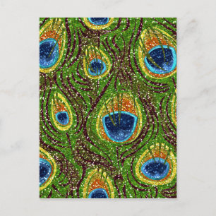 Colourful Peacock Feathers Print Postcard