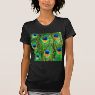 Colourful Peacock Feathers Print T-Shirt