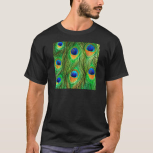Colourful Peacock Feathers Print T-Shirt