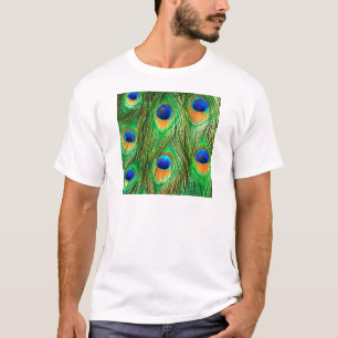 Colourful Peacock Feathers Print T-Shirt