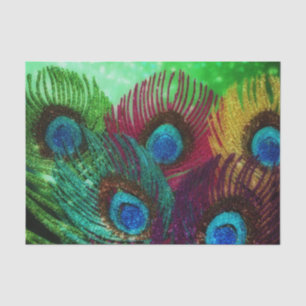 Colourful Peacock Feathers Tissue Paper