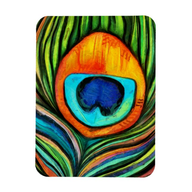 Colourful Peacock Firebird Feather Painting    Magnet (Vertical)