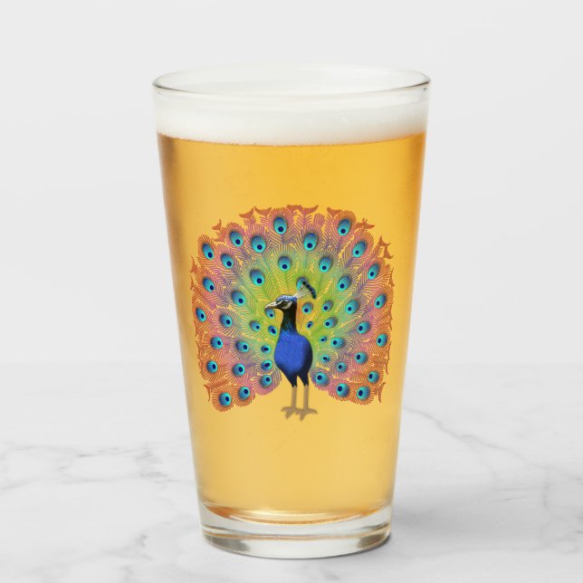 Colourful Peacock Glass (Front Filled)