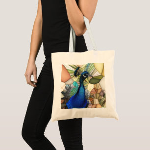 Colourful Peacock Mosaic Budget Tote Bag