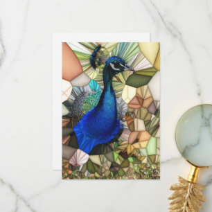 Colourful Peacock Mosaic Flat Card