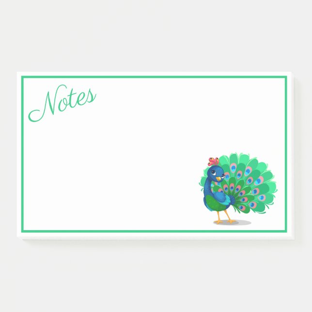 Colourful Peacock Post-It Notes (Front)