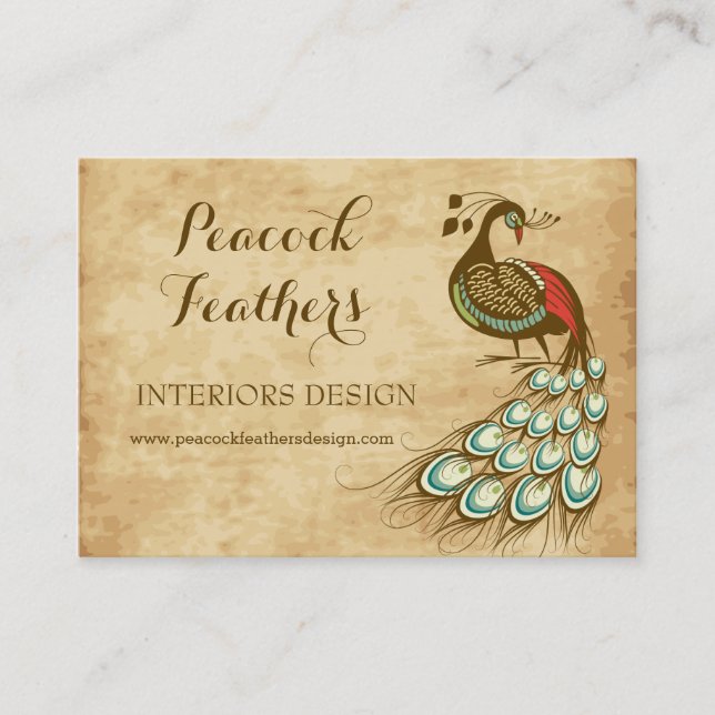 Colourful Peacock profile Business Card (Front)