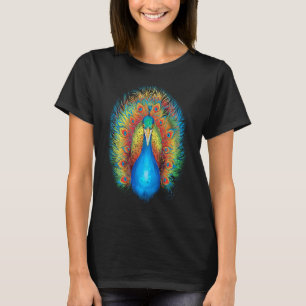 Colourful Peacock Rainbow Feather Bird Lover Her T-Shirt