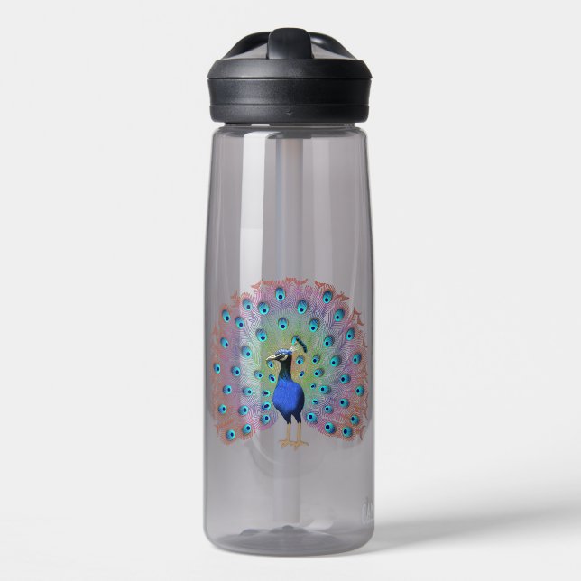 Colourful Peacock Water Bottle (Front)
