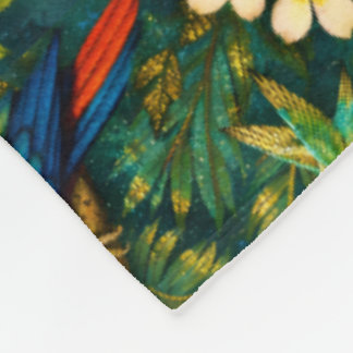 Colourful Peacocks and Parrots in tropical gold Fleece Blanket