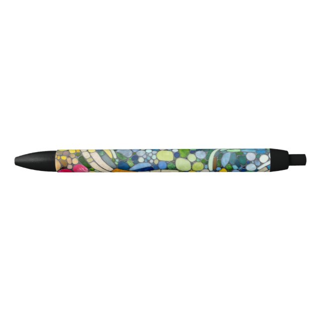 Colourful Pebbles Mosaic Art Black Ink Pen (Front)
