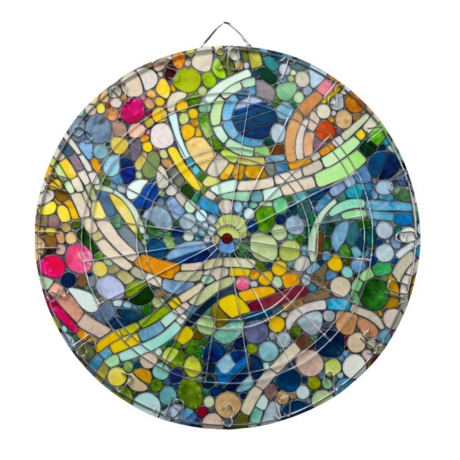 Colourful Pebbles Mosaic Art Dartboard (Front)