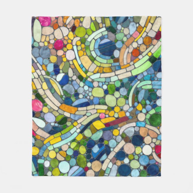 Colourful Pebbles Mosaic Art Fleece Blanket (Front)